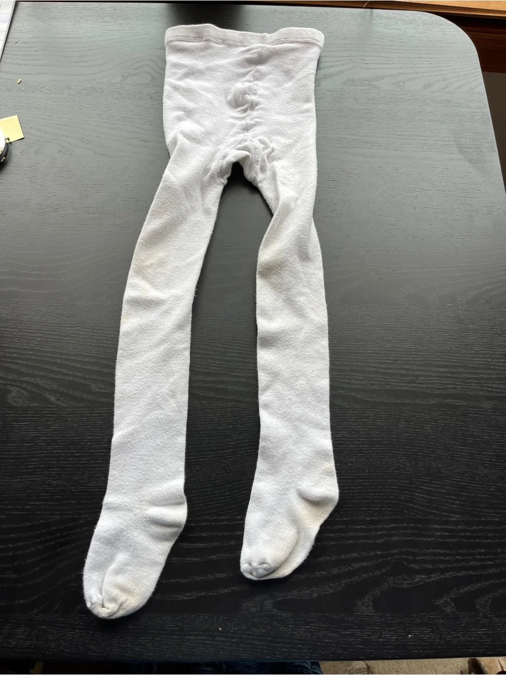 Girls Off White Knit Tights Size 7-10 Stretch Full Length Stockings